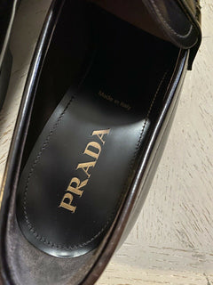 Neue PRADA Herren Leder Spazzolato Loafers Schuhe Burnt Brown 11,5 US Italien
