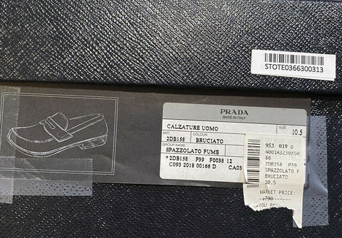 New PRADA Men’s Leather Spazzolato Loafers Shoes Burnt Brown 11.5 US Italy