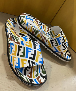 NIB $620 Fendi Mens FF Vertigo Slide Sandal Shoes Multicolor 11 US/44 Eu Italy