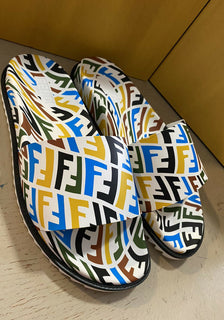 NIB $620 Fendi Mens FF Vertigo Slide Sandal Shoes Multicolor 11 US/44 Eu Italy