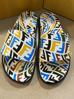 NIB $620 Fendi Mens FF Vertigo Slide Sandal Shoes Multicolor 11 US/44 Eu Italy