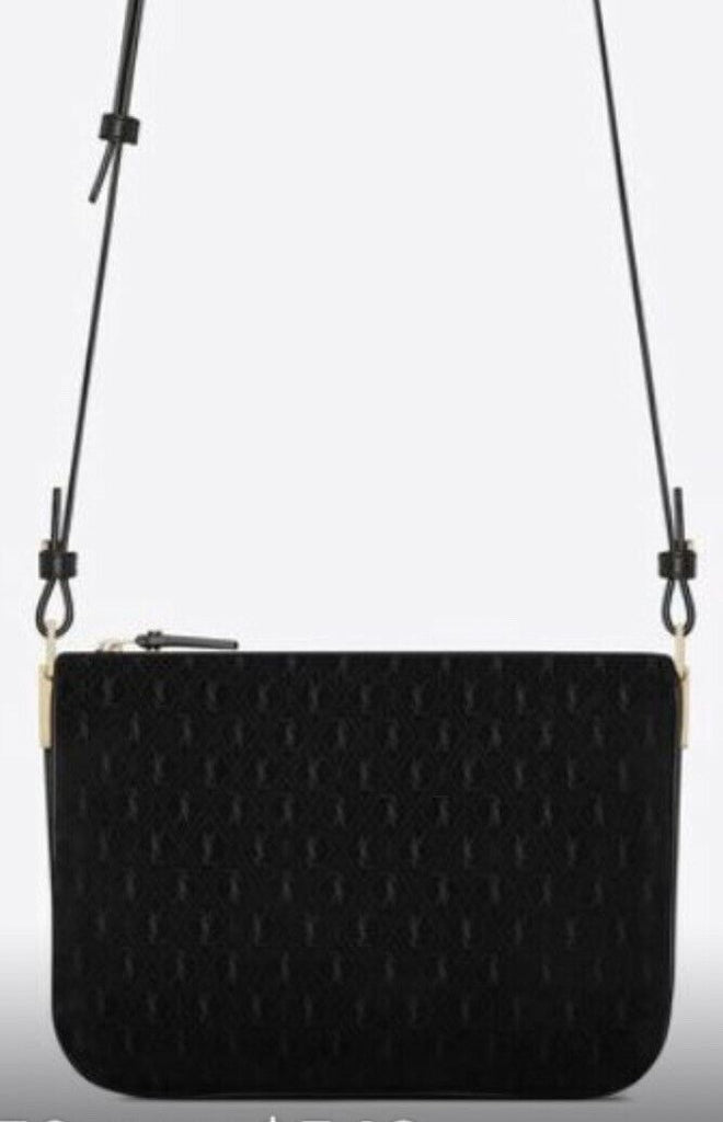 Neu $1850 Saint Laurent Leder/Wildleder YSL Umhängetasche Schwarz 595541