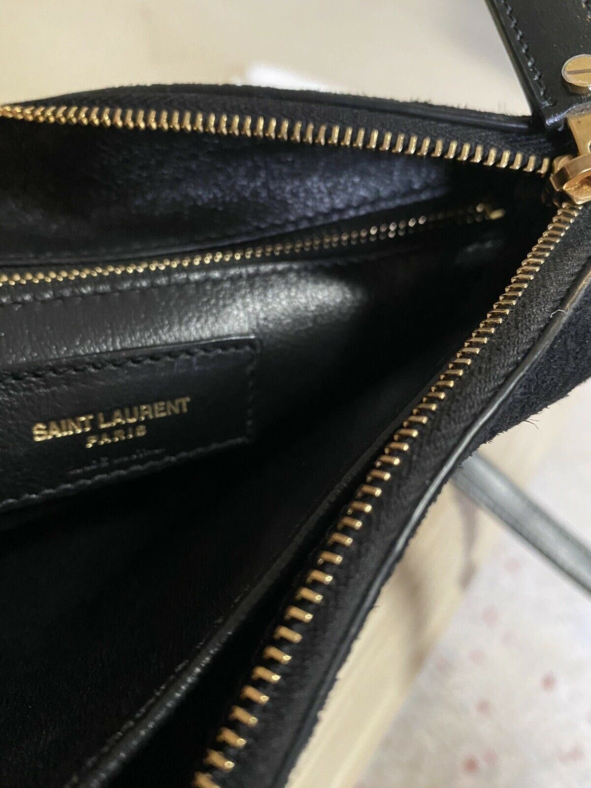 Новая кожаная/замшевая сумка через плечо Saint Laurent за 1850 долларов, черная 595541