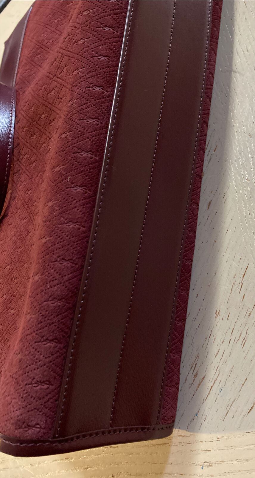 Новая кожаная/замшевая большая сумка Saint Laurent YSL с верхней ручкой за 2250 долларов, бордовая, Италия 