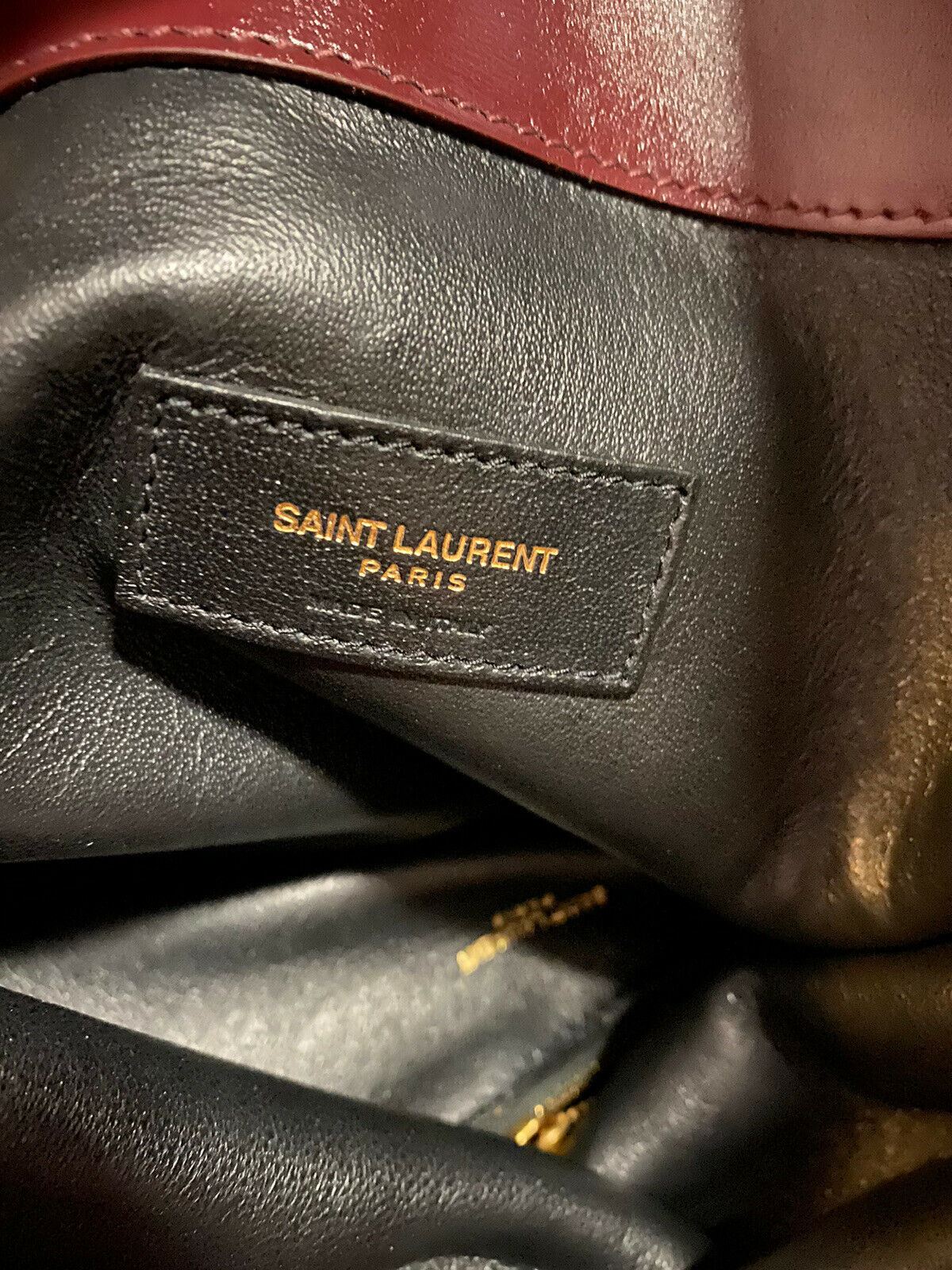 New $2250 Saint Laurent YSL Leather/Suede Top Handle Tote Bag Burgundy Italy