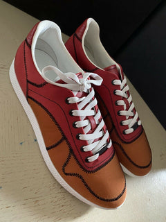 NIB $ 650 Bottega Veneta Herren Canvas/Leder Sneaker Schuhe Orange/Rot 10 US/43 Eu