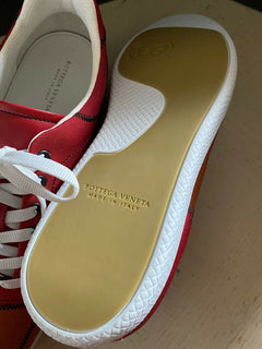 NIB $ 650 Bottega Veneta Herren Canvas/Leder Sneaker Schuhe Orange/Rot 10 US/43 Eu