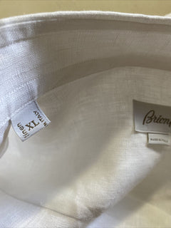 NWT $500 Brioni Mens Sort Sleeve Linen Dress Shirt White Size XL Italy