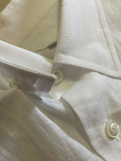 NWT $500 Brioni Mens Sort Sleeve Linen Dress Shirt White Size XL Italy