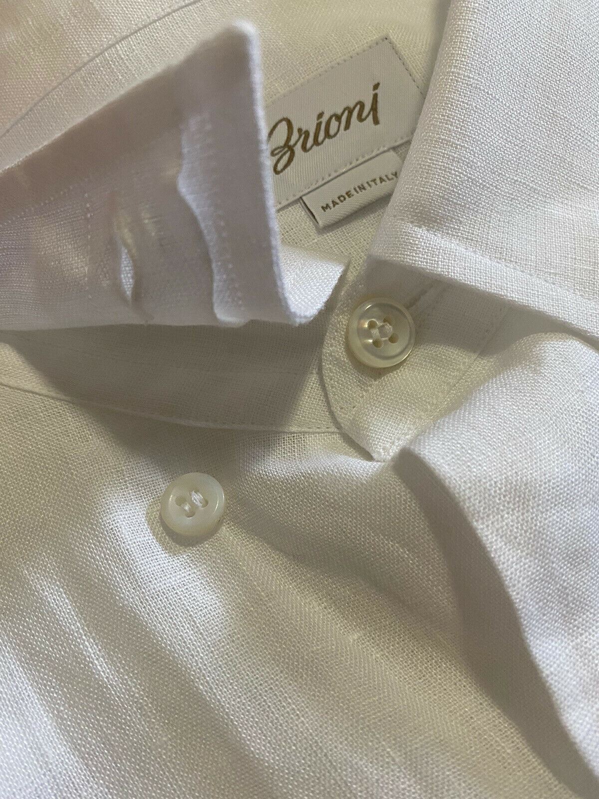 NWT $500 Brioni Mens Sort Sleeve Linen Dress Shirt White Size XL Italy