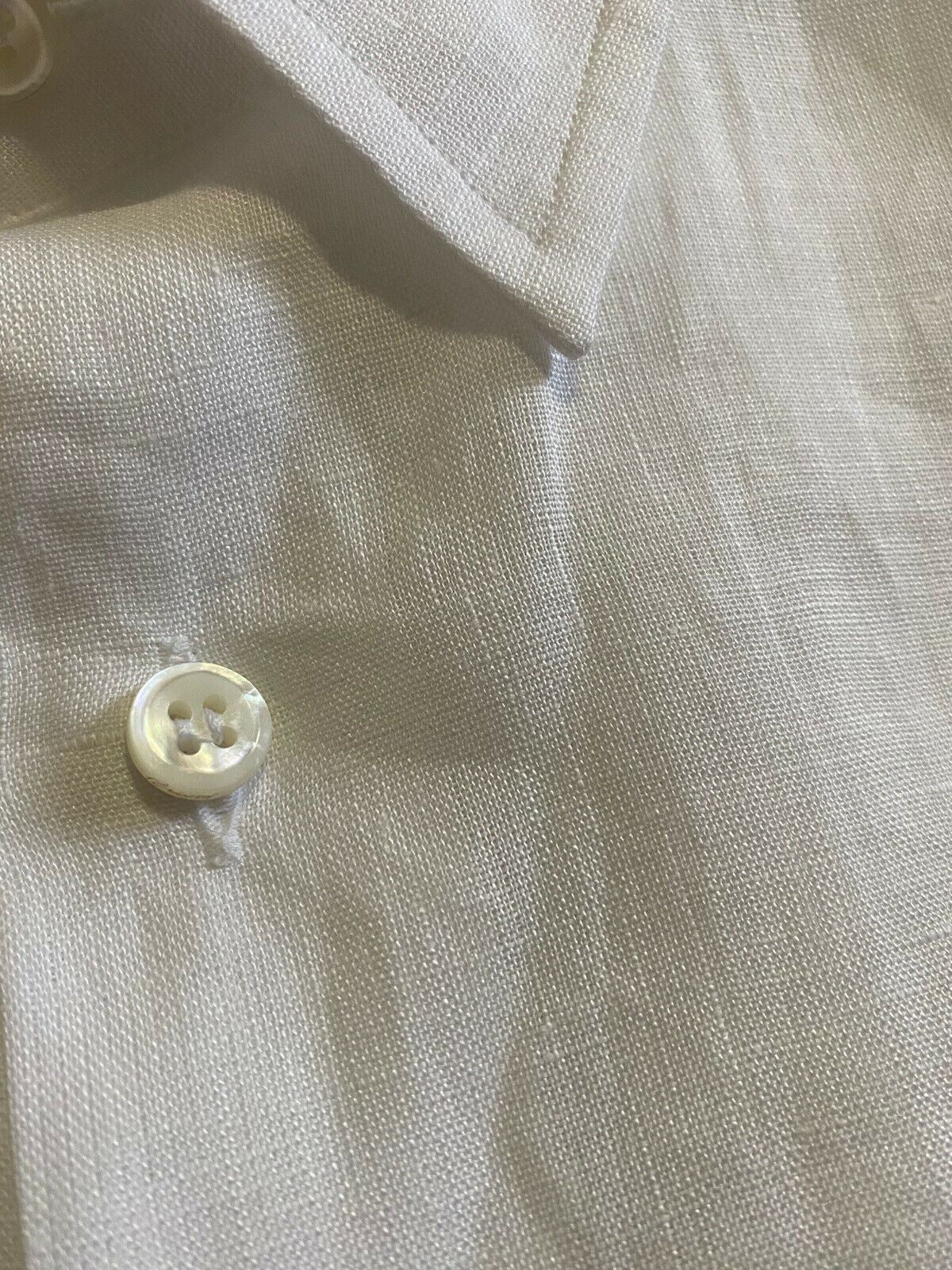 NWT $500 Мужская льняная классическая рубашка Brioni белого цвета, размер XL, Италия
