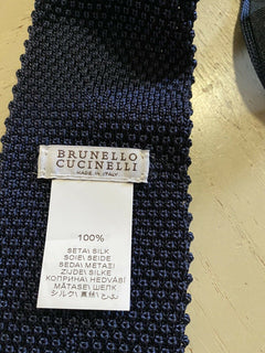 Neue strukturierte Seidenkrawatte von Brunello Cucinelli für 280 US-Dollar, Marineblau, Italien