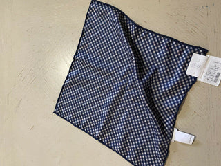 New $195 Brunello Cucinelli Reversible Silk Pocket Sguare Blue Italy