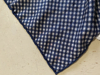 New $195 Brunello Cucinelli Reversible Silk Pocket Sguare Blue Italy
