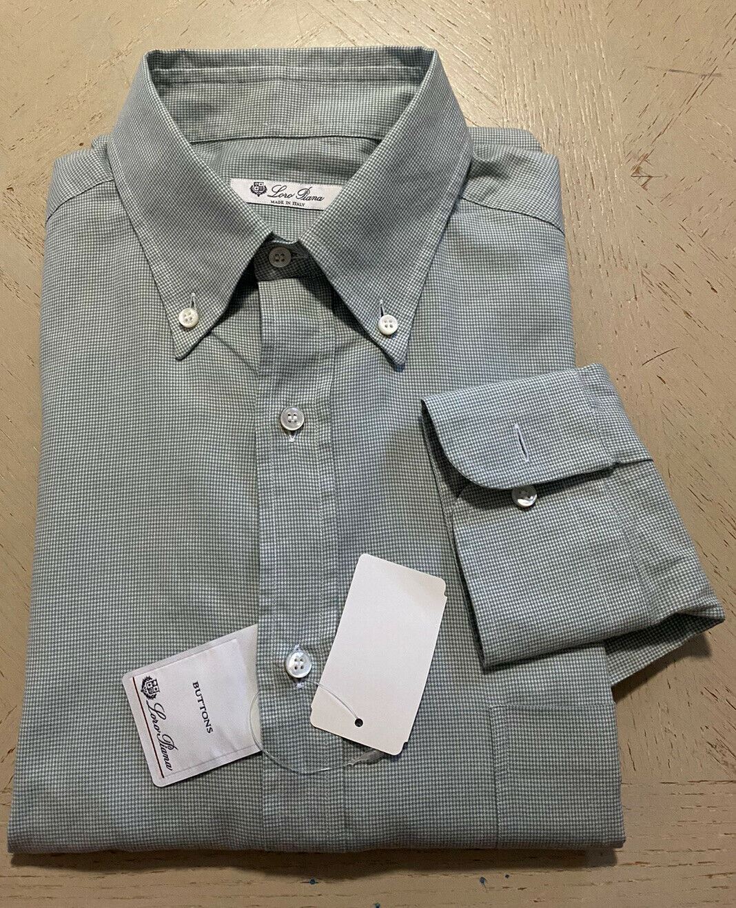 NWT $535 Loro Piana Mens Francis Cotton Dress Shirt LT Green M Italy
