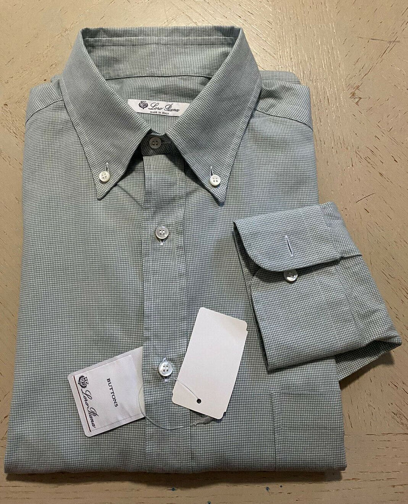 Neu mit Etikett: 535 $ Loro Piana Herren Francis Baumwollhemd LT Grün M Italien