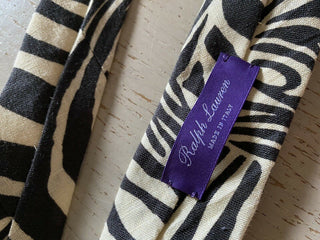 Neu 199 $ Ralph Lauren Purple Label Leinenkrawatte Schwarz/Weiß Handgefertigt in Italien