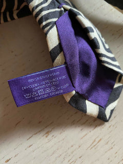 Neu 199 $ Ralph Lauren Purple Label Leinenkrawatte Schwarz/Weiß Handgefertigt in Italien