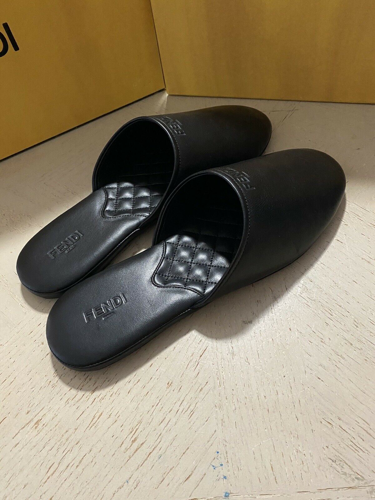 NIB Fendi Mens Leather Sandal Shoes Black 8 US/7 UK Italy