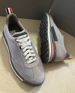 NIB $630 Thom Browne Herren Tech Runner Mesh&amp;Suede Sneakers Schuhe Grau 11US/44 Eu