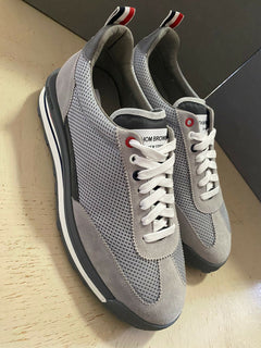 NIB $630 Thom Browne Herren Tech Runner Mesh&amp;Suede Sneakers Schuhe Grau 11US/44 Eu
