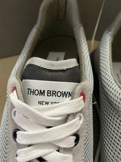 NIB $630 Thom Browne Herren Tech Runner Mesh&amp;Suede Sneakers Schuhe Grau 11US/44 Eu