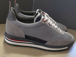 NIB 630 $ Thom Browne Herren Tech Runner Mesh&amp;Suede Sneakers Schuhe Grau 12 US/45 Eu