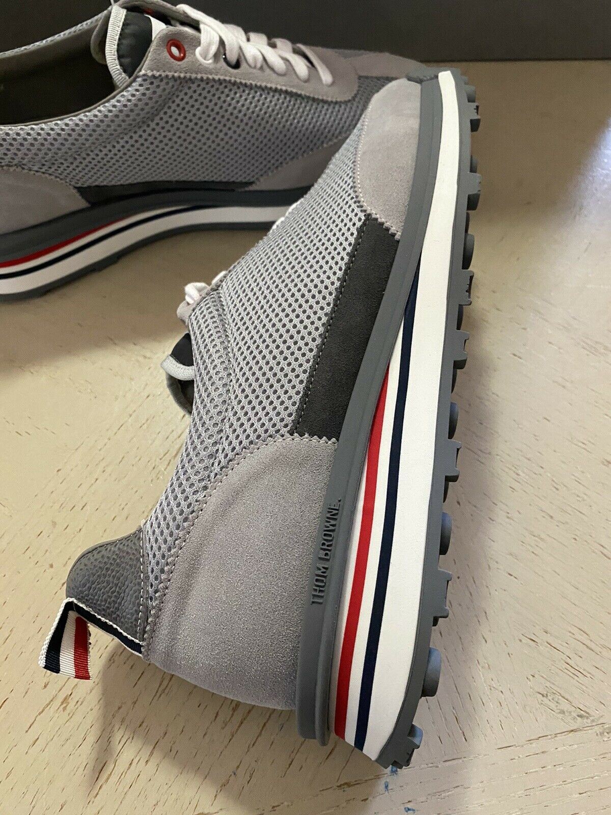 NIB $630 Thom Browne Men Tech Runner Mesh&Suede Sneakers Shoes Gray 12 US/45 Eu