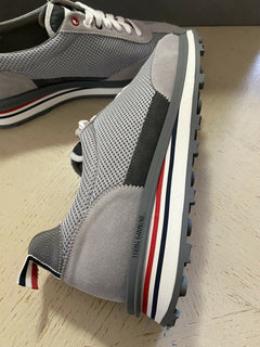 NIB 630 $ Thom Browne Herren Tech Runner Mesh&amp;Suede Sneakers Schuhe Grau 12 US/45 Eu