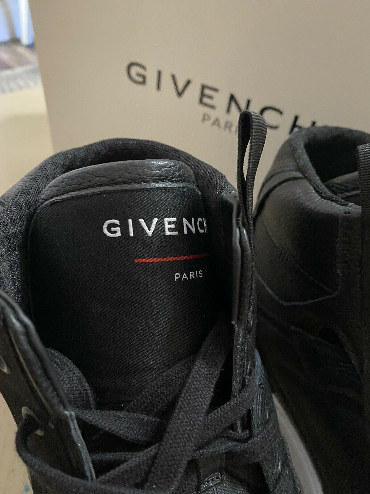 NIB $925 Мужские высокие кожаные кроссовки с логотипом от Givenchy, черные 15 США/48 ЕС