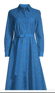 Neu $ 3600 Loro Piana Lucienne Ösen-A-Linien-Hemdkleid Blau 46/12 Italien