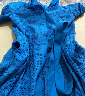 Neu $ 3600 Loro Piana Lucienne Ösen-A-Linien-Hemdkleid Blau 46/12 Italien