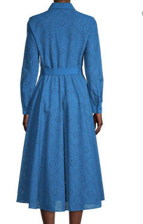 Neu $ 3600 Loro Piana Lucienne Ösen-A-Linien-Hemdkleid Blau 46/12 Italien