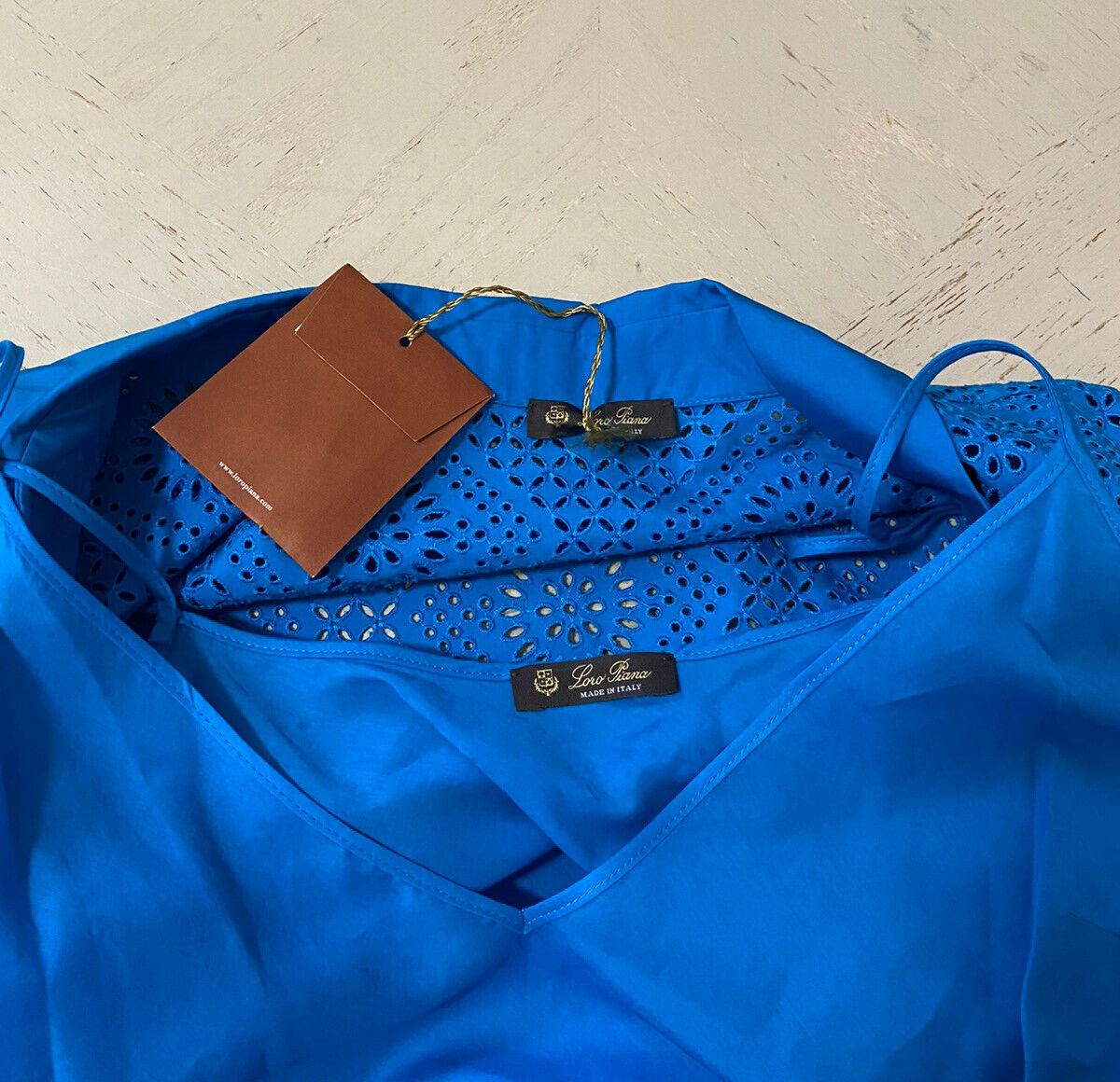 Neu $ 3600 Loro Piana Lucienne Ösen-A-Linien-Hemdkleid Blau 46/12 Italien