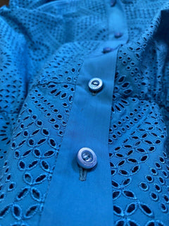 Neu $ 3600 Loro Piana Lucienne Ösen-A-Linien-Hemdkleid Blau 46/12 Italien