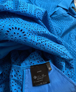 Neu $ 3600 Loro Piana Lucienne Ösen-A-Linien-Hemdkleid Blau 46/12 Italien