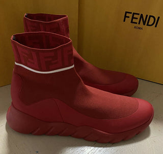 Neue $850 Fendi Herren Logo Sock Runners Sneakers Schuhe Rot 10 US/43 Eu Italien