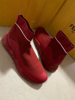 Neue $850 Fendi Herren Logo Sock Runners Sneakers Schuhe Rot 10 US/43 Eu Italien