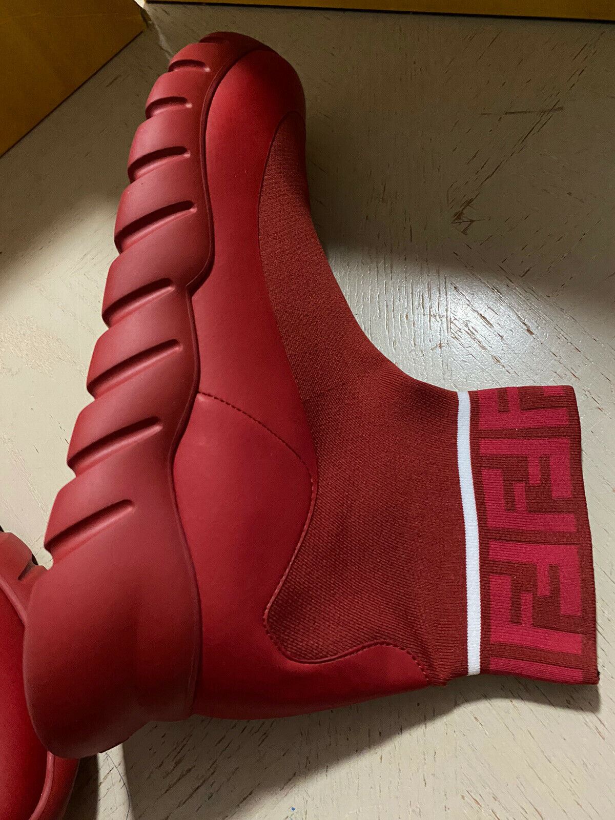 New $850 Fendi Men Logo Sock Runners  Sneakers Shoes Red 10 US/43 Eu Italy