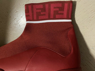 Neue $850 Fendi Herren Logo Sock Runners Sneakers Schuhe Rot 10 US/43 Eu Italien