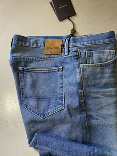 Neu mit Etikett: 720 $ TOM FORD Herren-Jeans mit gerader Passform, Blue Denim, 38 US/54 Eu