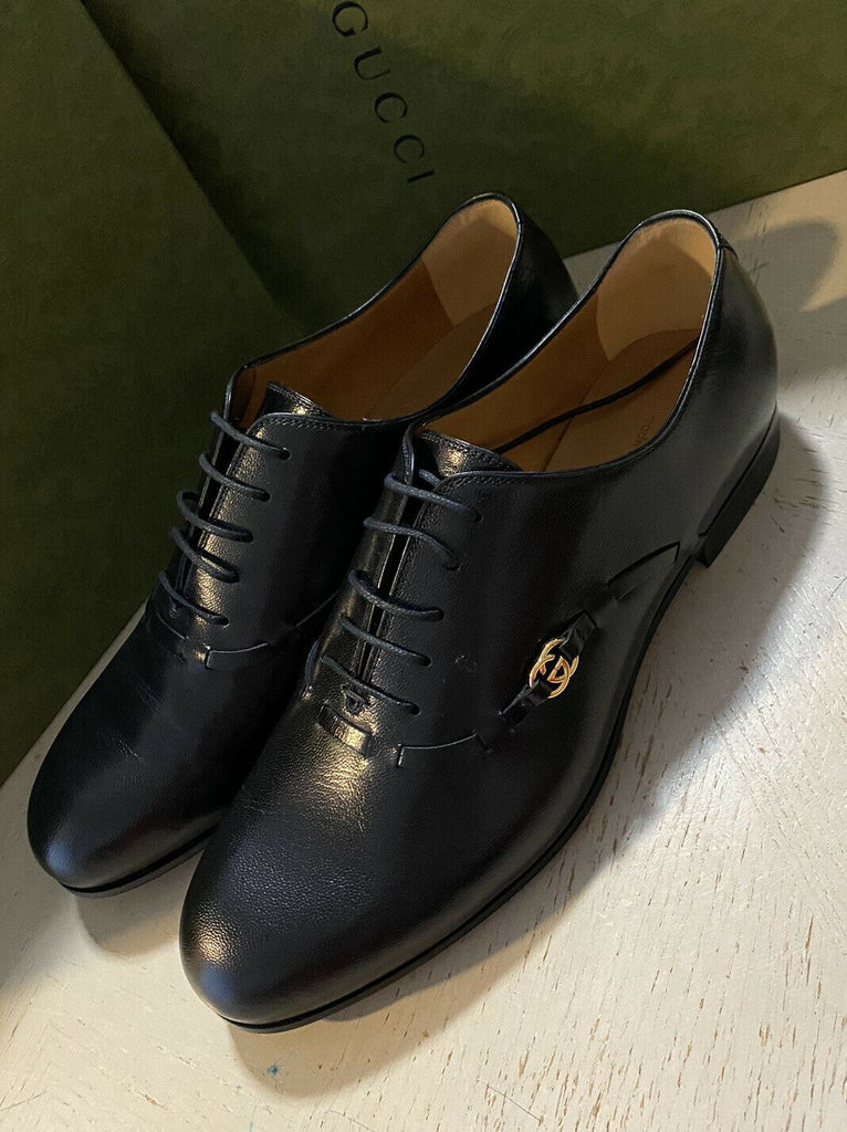 Neu 1600 $ Gucci Herren GG Monogram Lederkleidschuhe Schwarz 11,5 US (10,5 Eu)