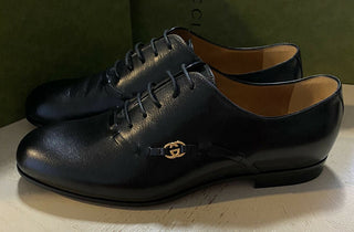 Neu 1600 $ Gucci Herren GG Monogram Lederkleidschuhe Schwarz 11,5 US (10,5 Eu)