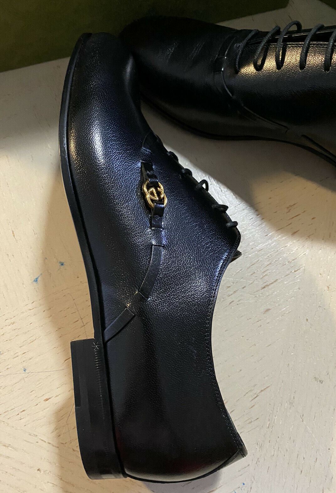 New $1600 Gucci Men’s GG Monogram Leather Dress Shoes Black 11.5 US ( 10.5 Eu )
