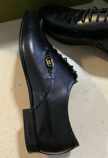 Neu 1600 $ Gucci Herren GG Monogram Lederkleidschuhe Schwarz 11,5 US (10,5 Eu)