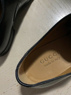 Neu 1600 $ Gucci Herren GG Monogram Lederkleidschuhe Schwarz 11,5 US (10,5 Eu)