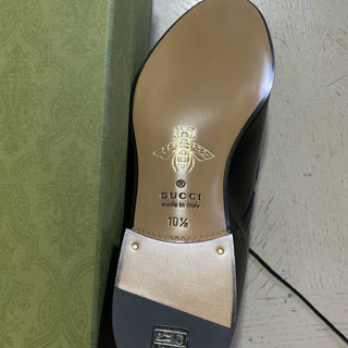 Neu 1600 $ Gucci Herren GG Monogram Lederkleidschuhe Schwarz 11,5 US (10,5 Eu)