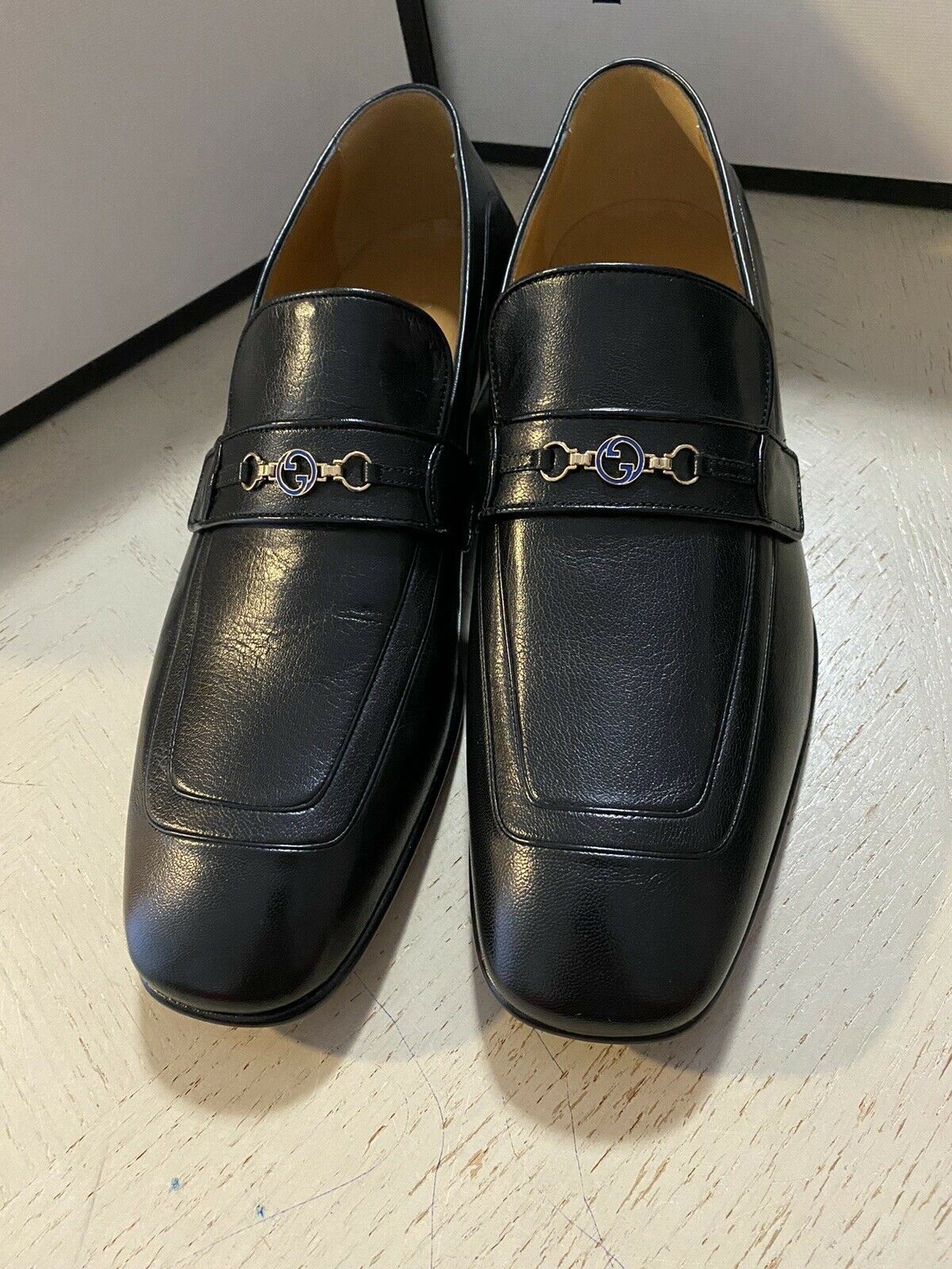 New Gucci Men’s GG Monogram Leather Loafers Shoes Black 9 US ( 8 UK ) Italy