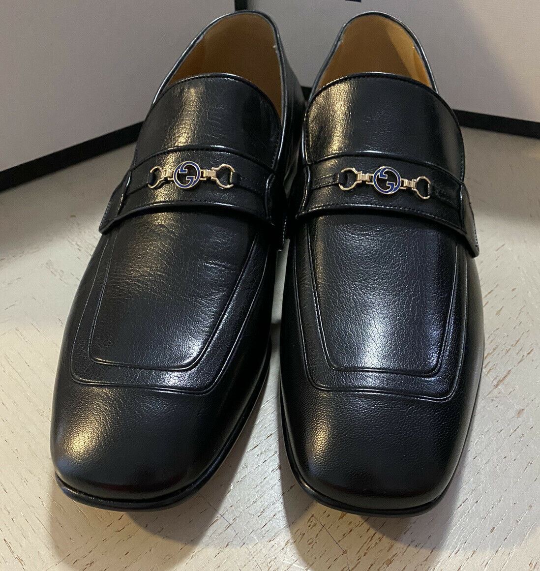 New Gucci Men’s GG Monogram Leather Loafers Shoes Black 9 US ( 8 UK ) Italy