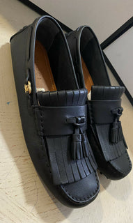 Neue Gucci Herren GG Leder Driver Loafers Schuhe Schwarz 8 US ( 7 UK ) Italien